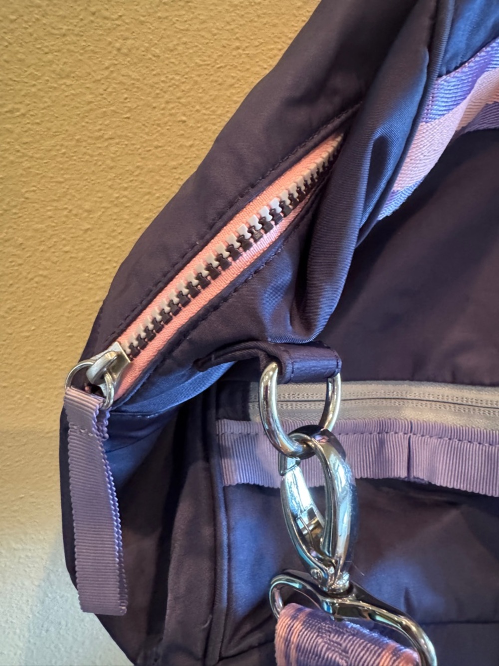 ivivva by Lululemon "Got Game" duffle bag. dark purple color with pink strap - Picture 5 of 12